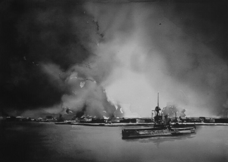 Plumes of smoke rising from Smyrna on September 14, 1922 - Radenko Milak 