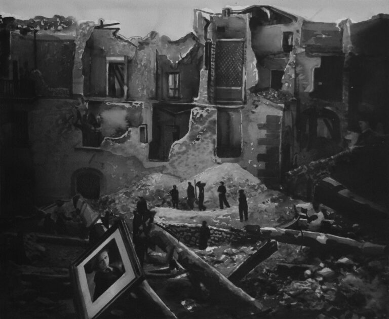 City of Eboli after the failed German counterattack during the allied Invasion of Italy on September 14, 1945 - Radenko Milak 