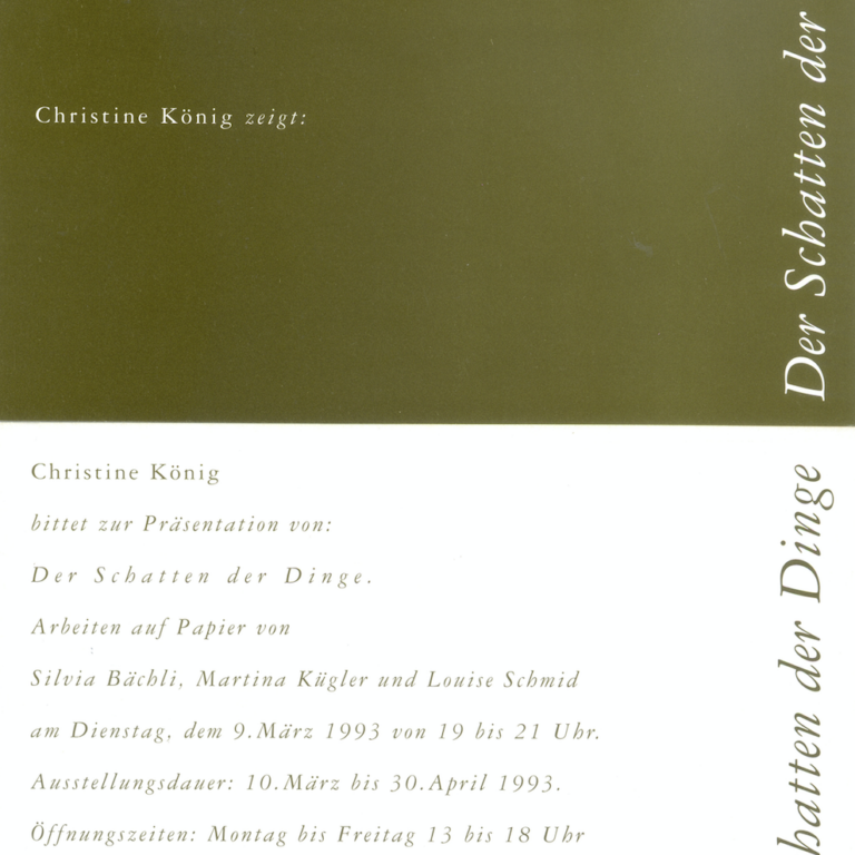 SILVIA BÄCHLI, MARTINA KÜGLER und LOUISE SCHMID | Der Schatten der Dinge 