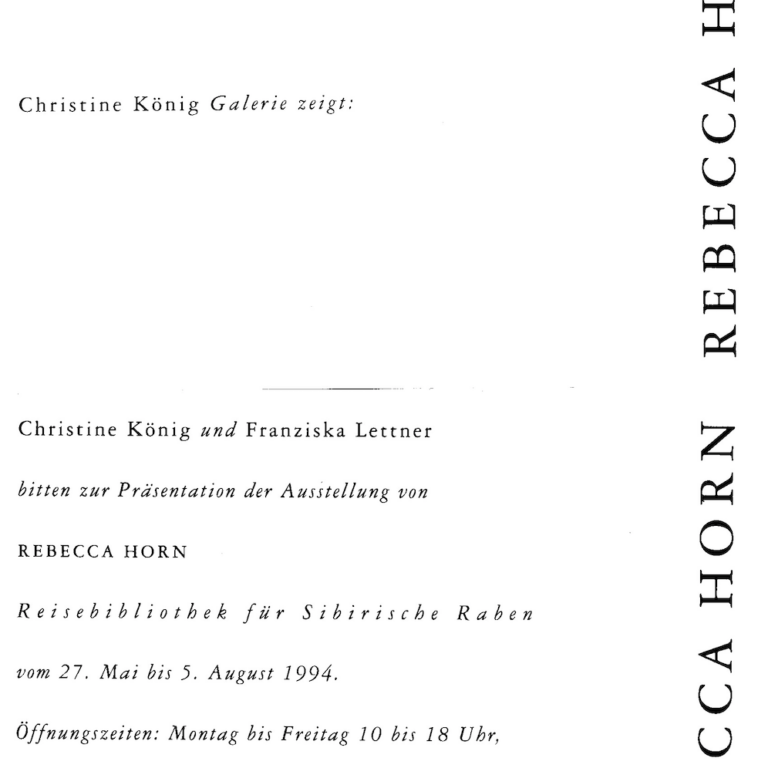 REBECCA HORN | Reisebibliothek für Sibirische Raben 