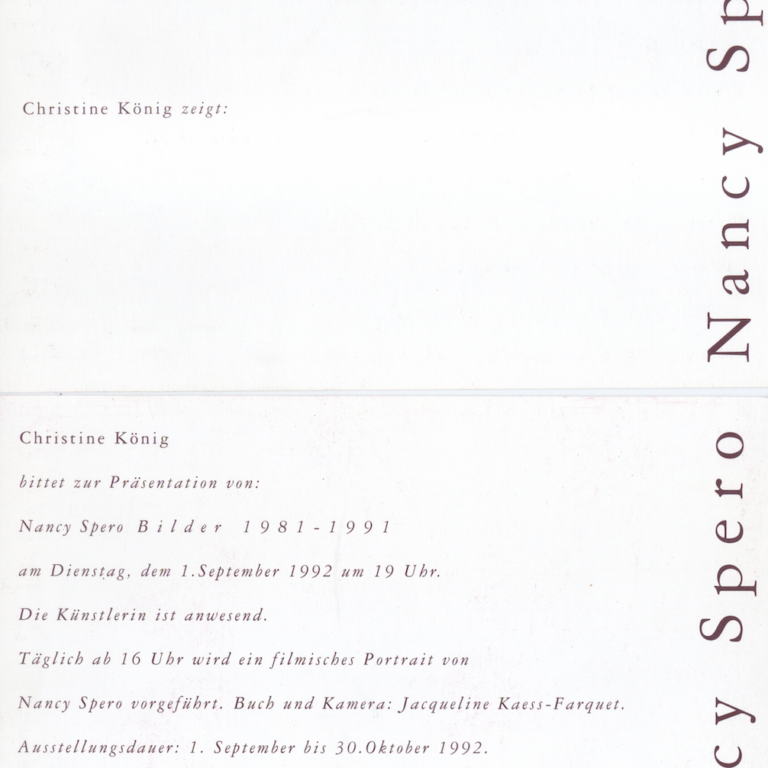 NANCY SPERO | Bilder 1981 – 1991 