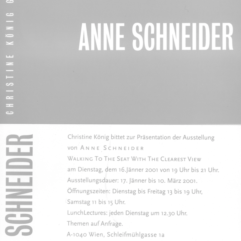 ANNE SCHNEIDER | Walking To the Seat With The Clearest View 