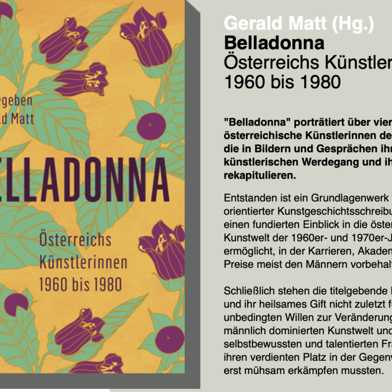 MAGDA CSUTAK: Gerald Matt (Hg.) Belladonna Österreichs Künstlerinnen 1960 bis 1980 