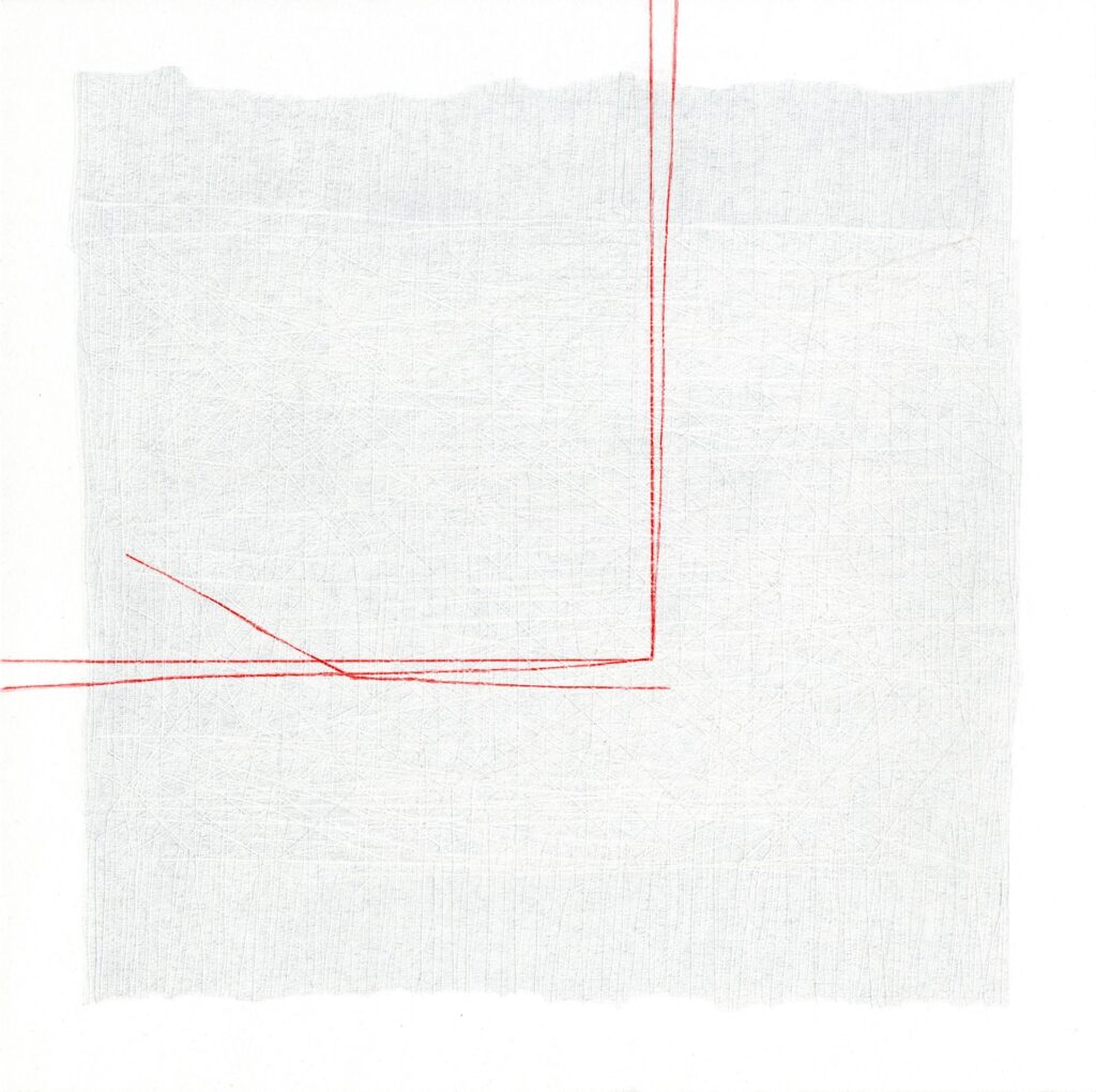 ANICA BLAGAJ I Stille Wasser 900 wei&szlig;e Linien, 2023, Bleistift, Farbstift auf Papier 30 x 30 cm