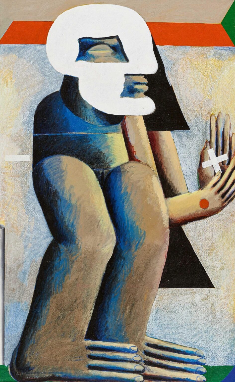 Figur mit wei&szlig;er Gesichtsmaske - Horst Antes 