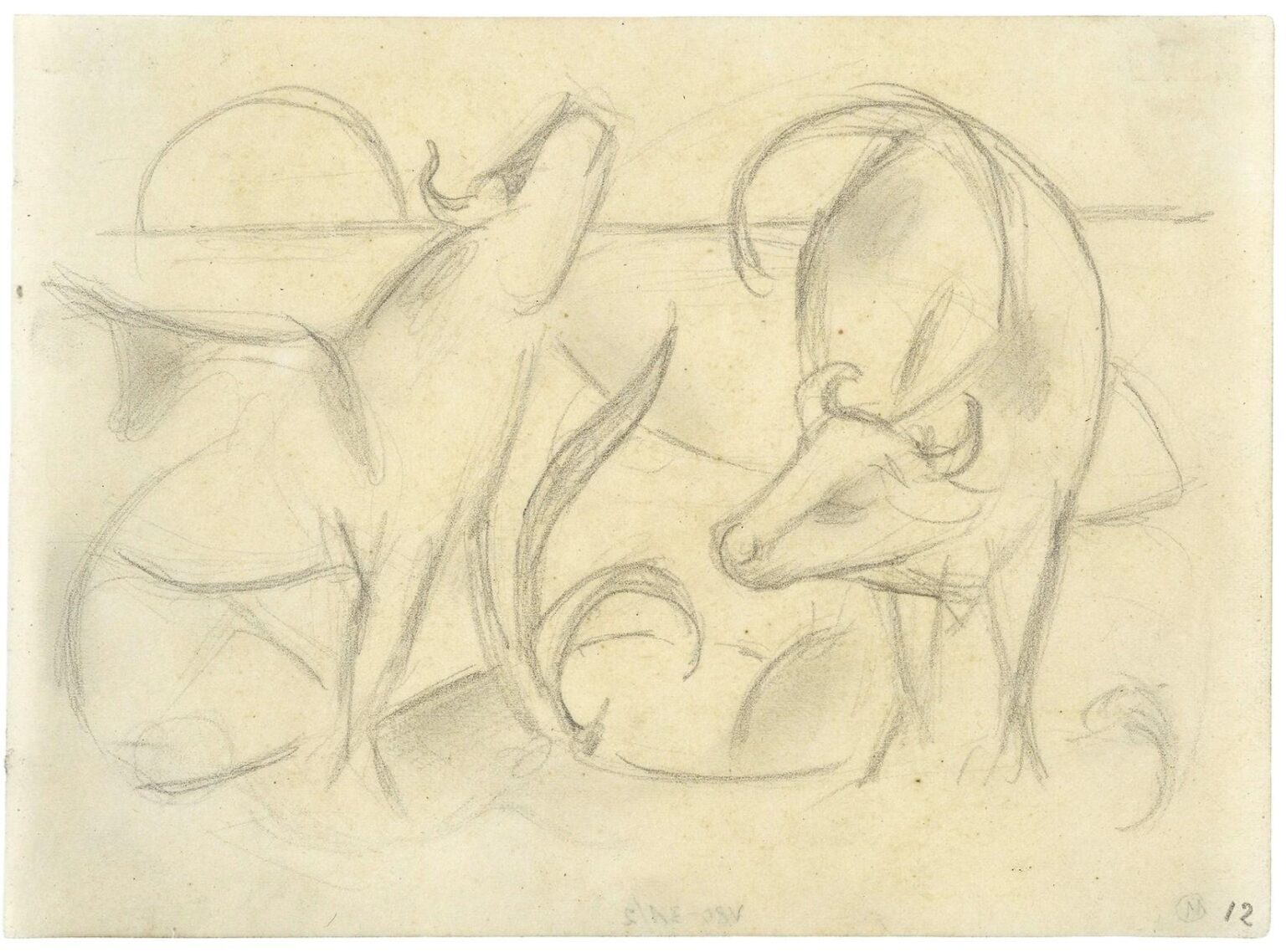 Zwei K&uuml;he mit aufgehender Sonne - Franz Marc 