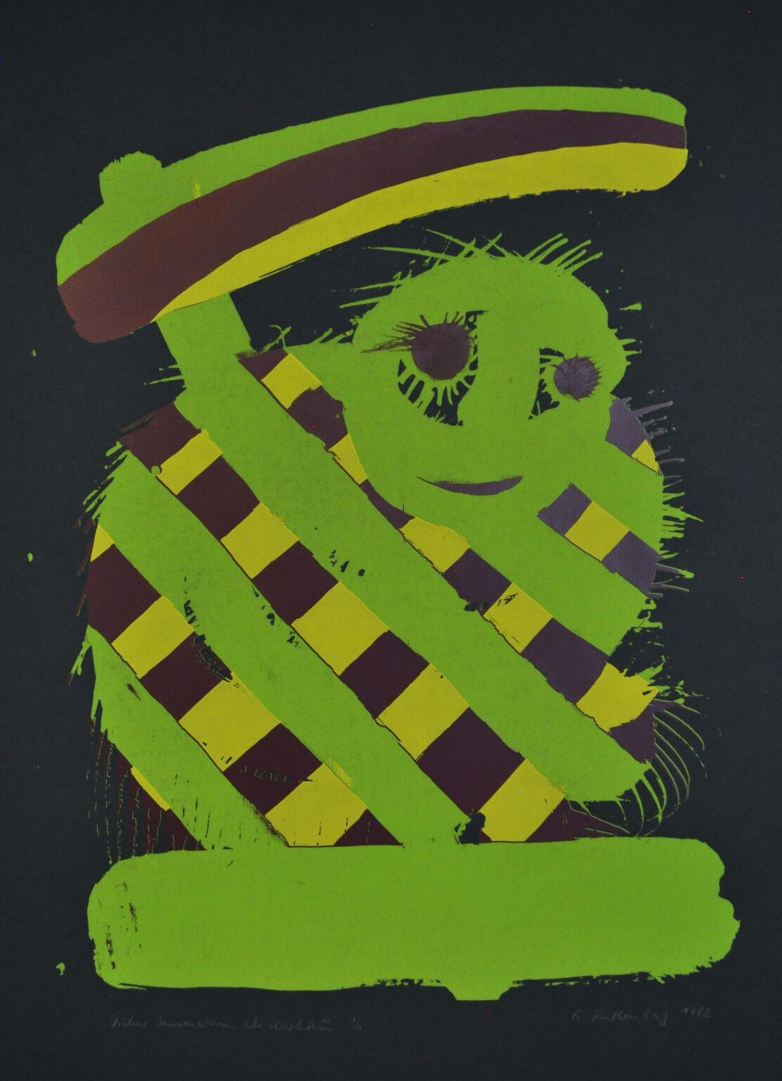 Sensenwurm als Harlekin (auf schwarz) - Eckehart Ruthenberg 