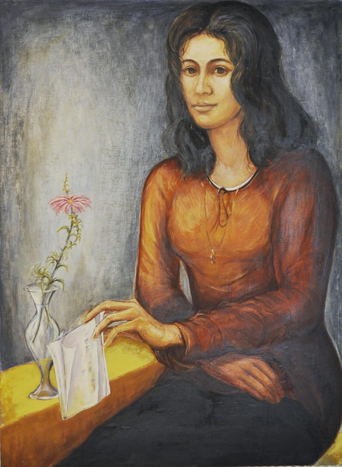 Junge Frau sitzend mit Brief - Hans-Hubertus Gaebel 