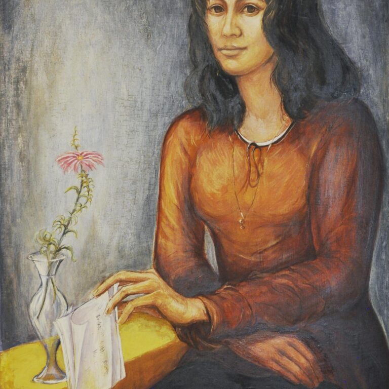 Junge Frau sitzend mit Brief - Hans-Hubertus Gaebel 