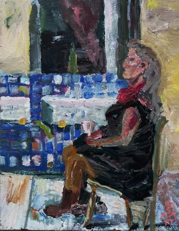 Rosemarie mit Weinglas - Mads Svendsen-Merbeth 