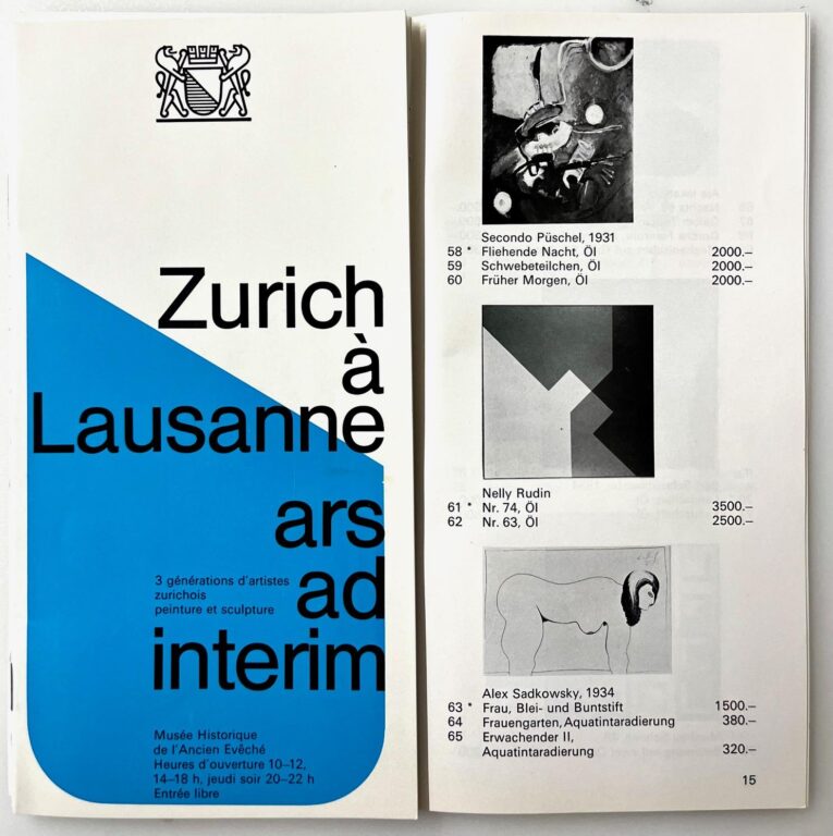 Zurich à Lausanne ars ad interim - nelly rudin 