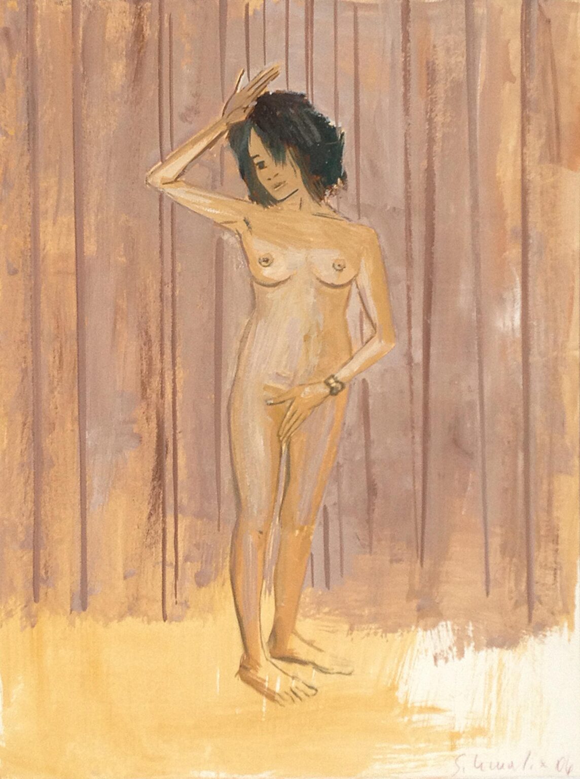 ohne Titel (weiblicher Akt stehend) - HUBERT SCHMALIX 