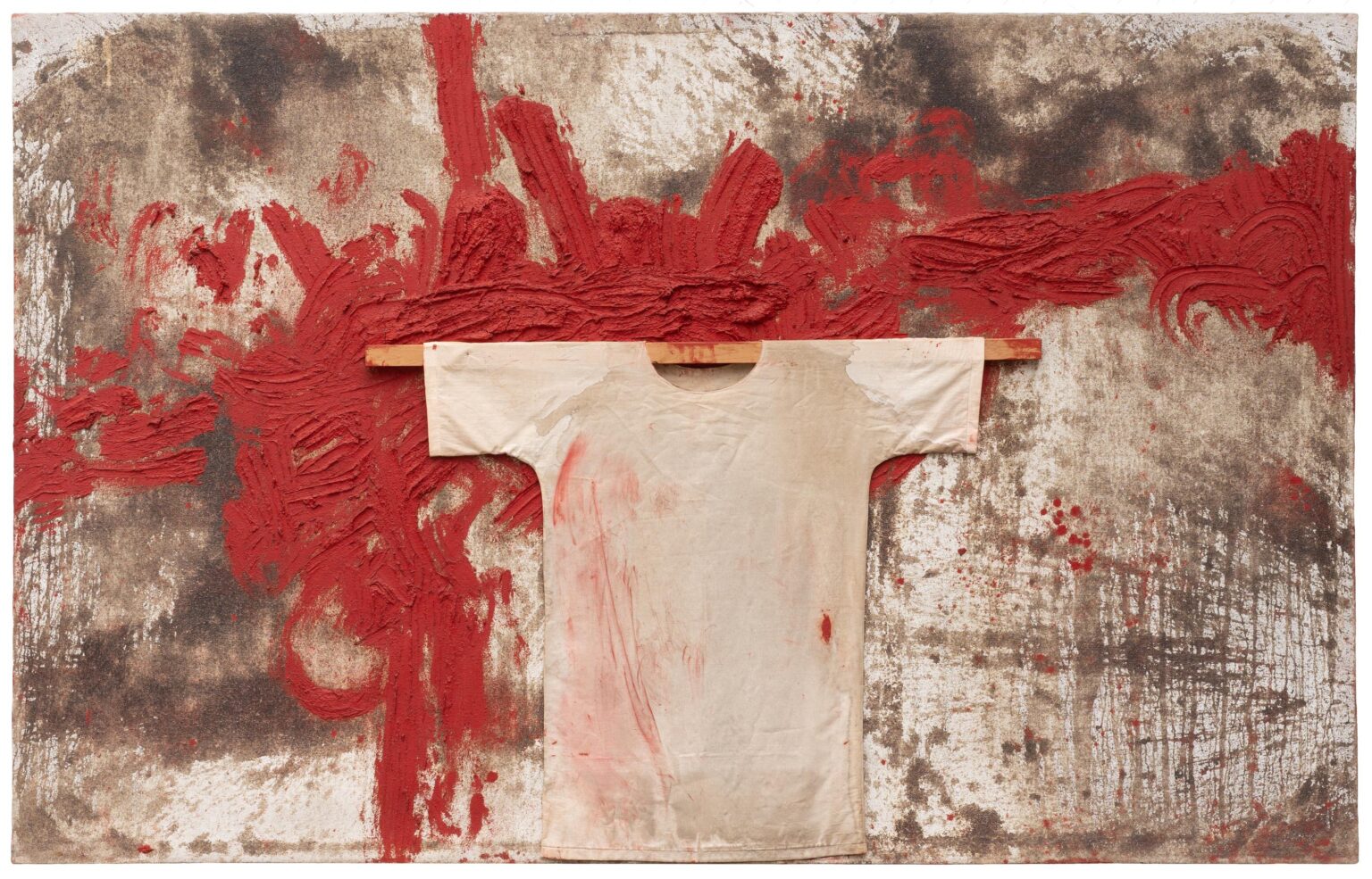 Sch&uuml;ttbild mit Malhemd - HERMANN NITSCH 