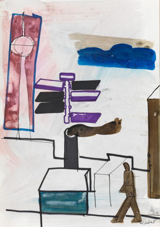 Flugobjekt über der Stadt - Wolfgang Leber 