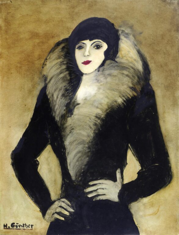 Junge Dame mit Kappe und Pelz - Herta Günther 