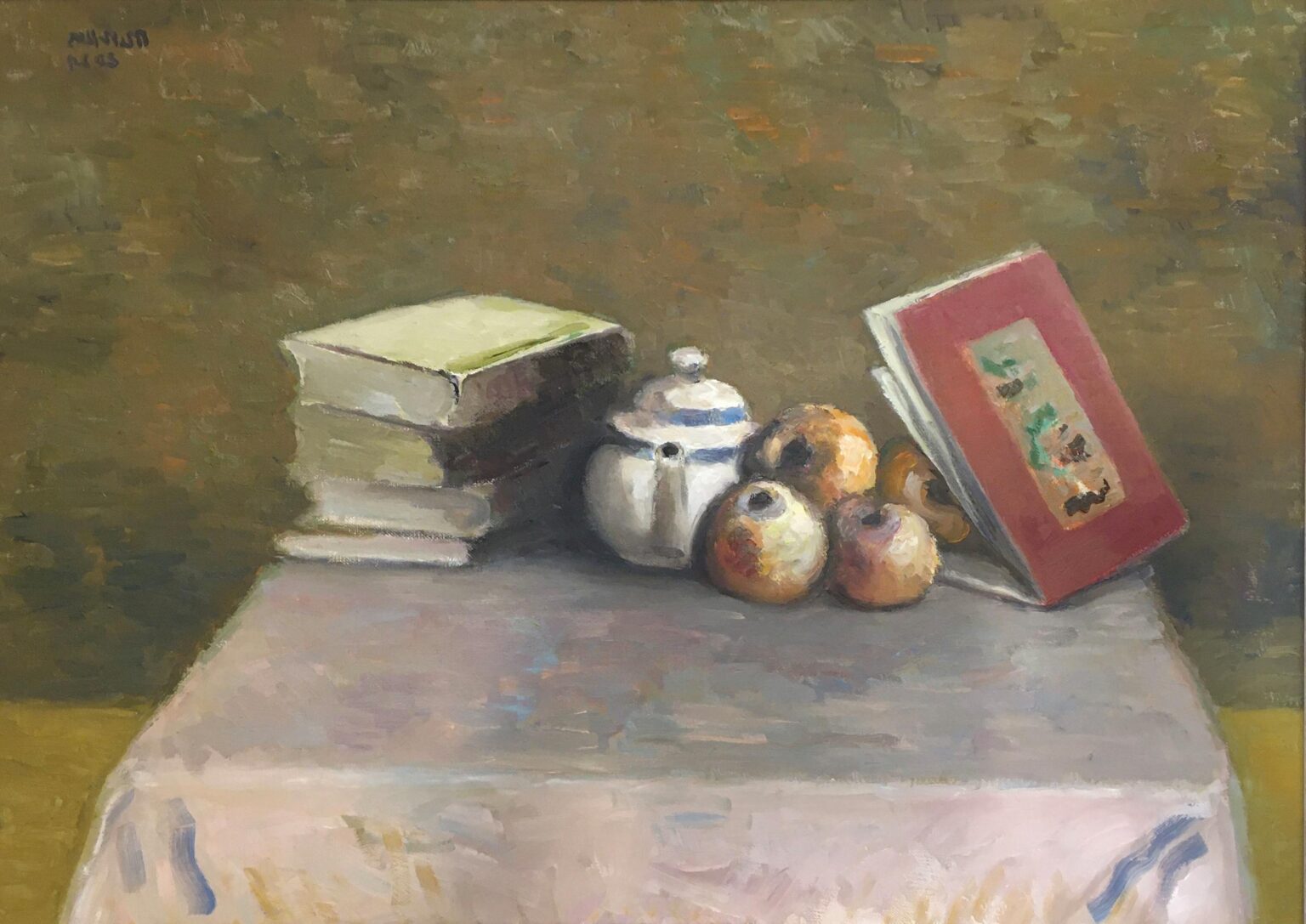 Teekanne mit Buch und &Auml;pfeln - Harald Metzkes 
