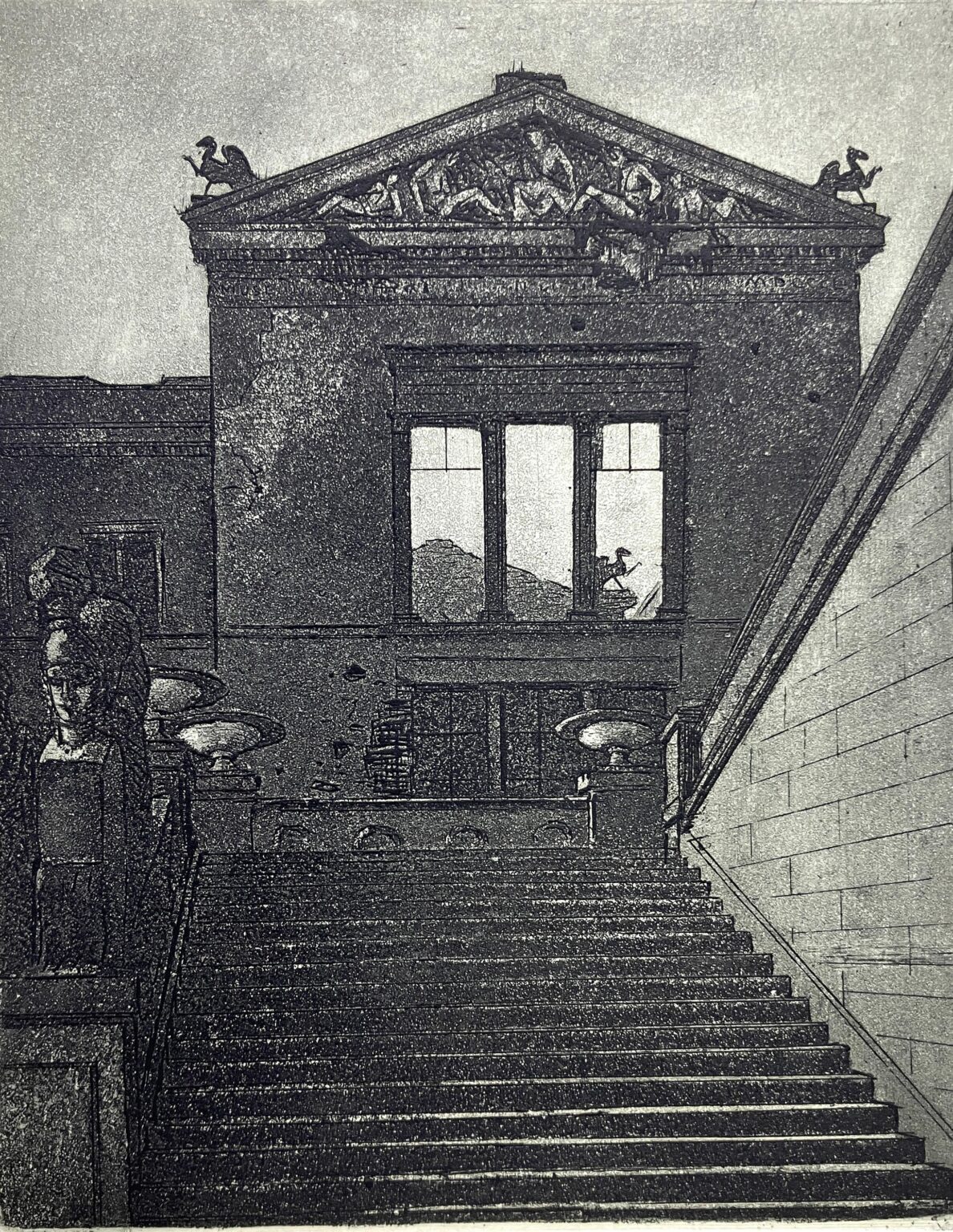 Freitreppe am Museum (Blatt 8 der Folge &bdquo;Steinernes Berlin II&ldquo;) - Manfred Butzmann 