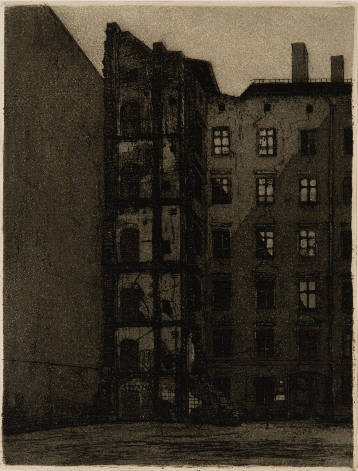 Hinterhaus ohne Seitenfl&uuml;gel (Blatt 10 der Folge &bdquo;Steinernes Berlin I&ldquo;) - Manfred Butzmann 