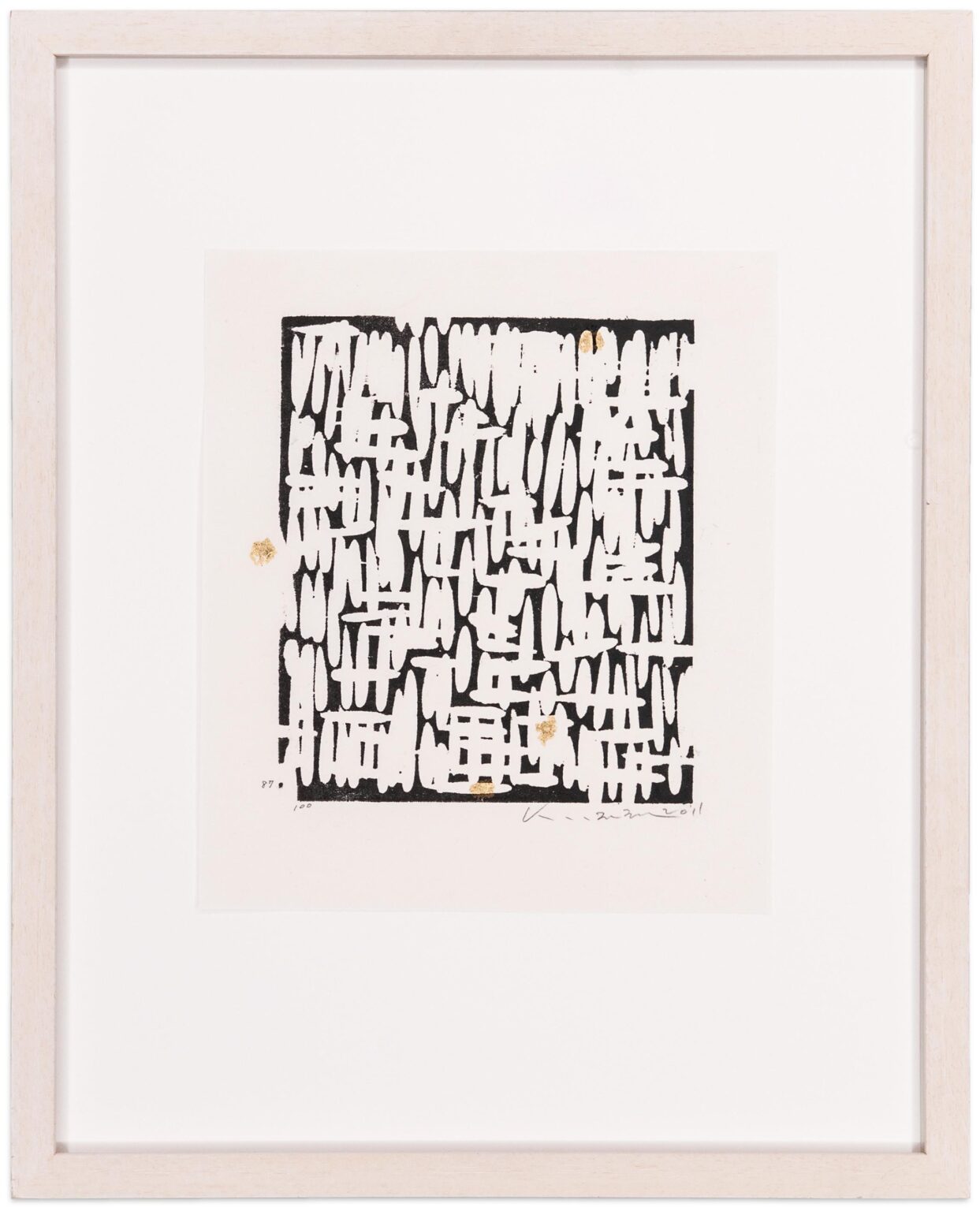 Untitled (woodcut, black) mit Buch Tableaux-Printmaking - Ja Hyun Koo 