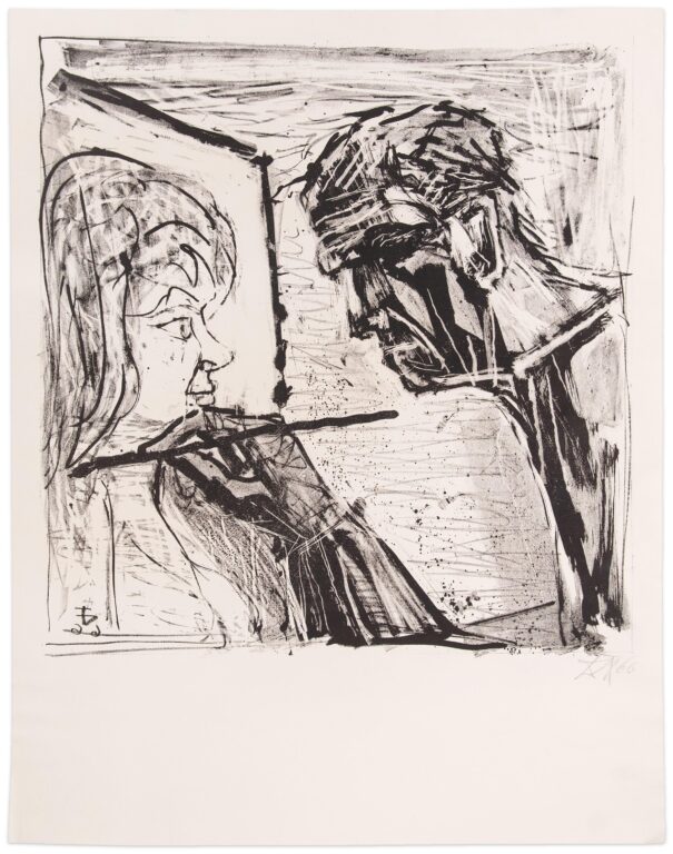 Selbstbildnis im Profil beim Malen (Self-portrait in profile while painting) - Otto Dix 