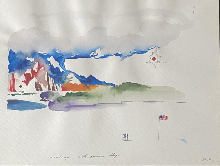 Landscape with american flag - Pavel Pepperstein 