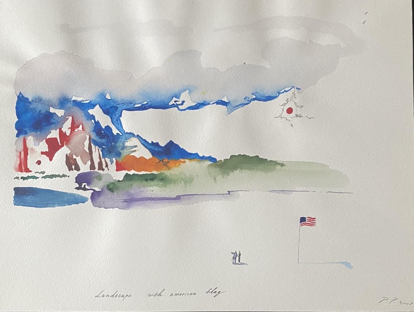 Landscape with american flag - Pavel Pepperstein 