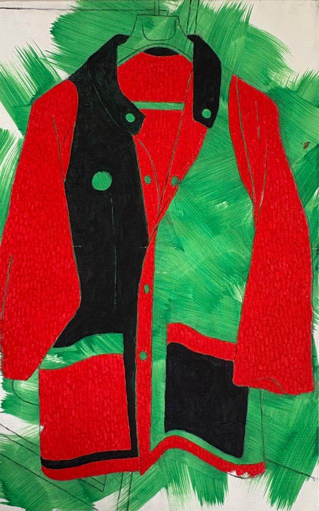 Rot/gr&uuml;ne Veste auf Gr&uuml;n - Samuel Buri 