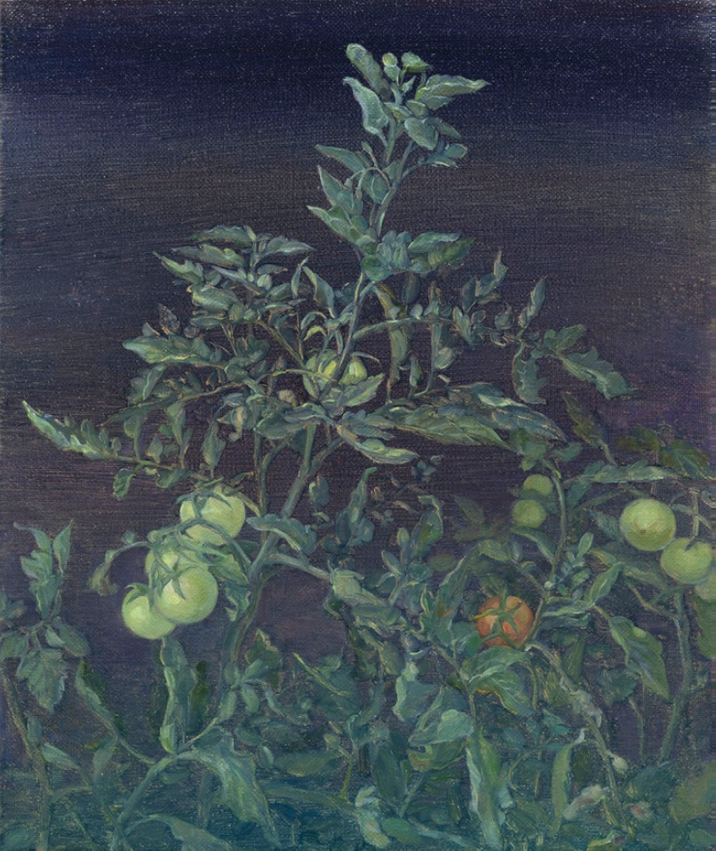 &bdquo;Tomatoes in the Oasis&ldquo; - Eun Lee Eun Lee., &Ouml;l auf Leinwand.  40 x 33 cm.
