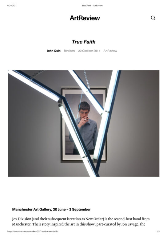 ARTREVIEW — True Faith by John Quin 