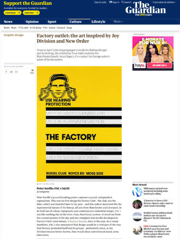 THE GUARDIAN — Factory outlet: the art inspired by Joy Division and New Order by Jon Savage 