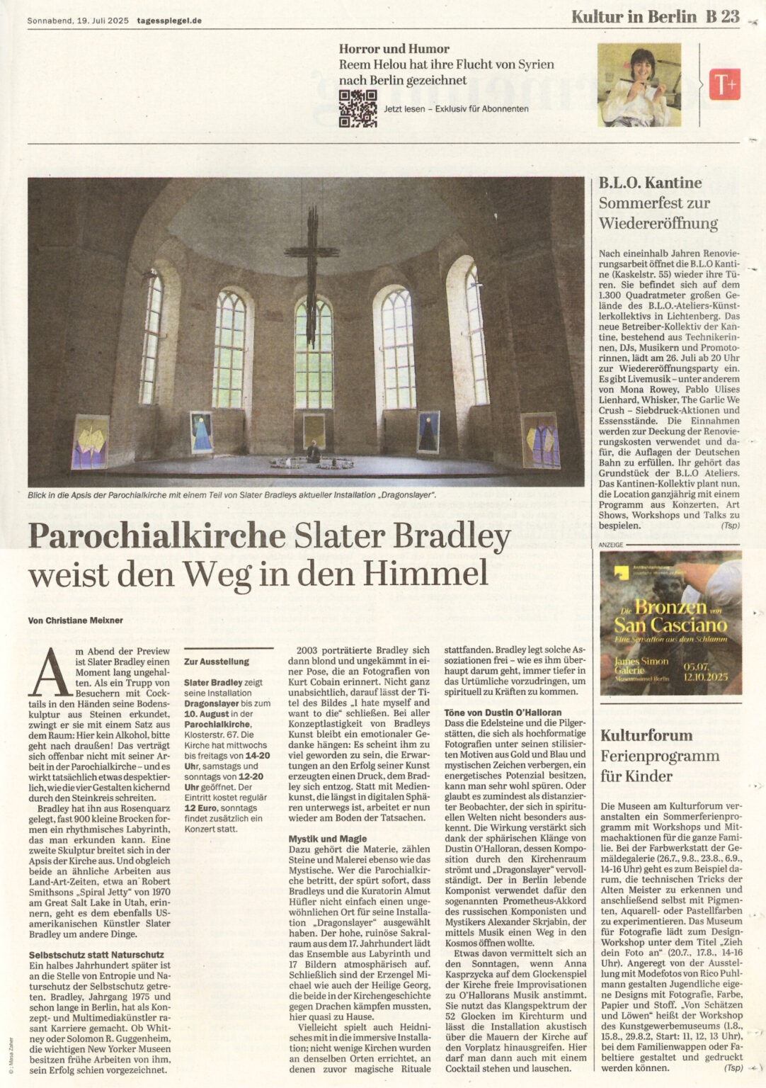 TAGESSPIEGEL — Slater Bradley weist den Weg in den Himmel von Christiane Meixner 