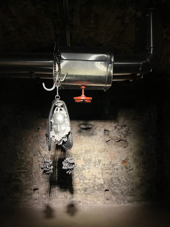 Anneliese Schrenk in the basement of our gallery and in the exhibition “Wuthering Tales” 