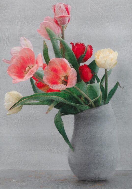 Tulpen, graue Vase - Maurice Ducret 