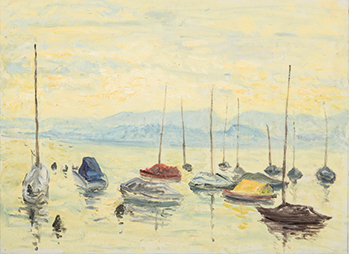 Karl Flury und Albert Rüegg Karl Flury, «Am Zürichsee» nicht datiert, Öl auf Leinwand, 72 x 98 cm