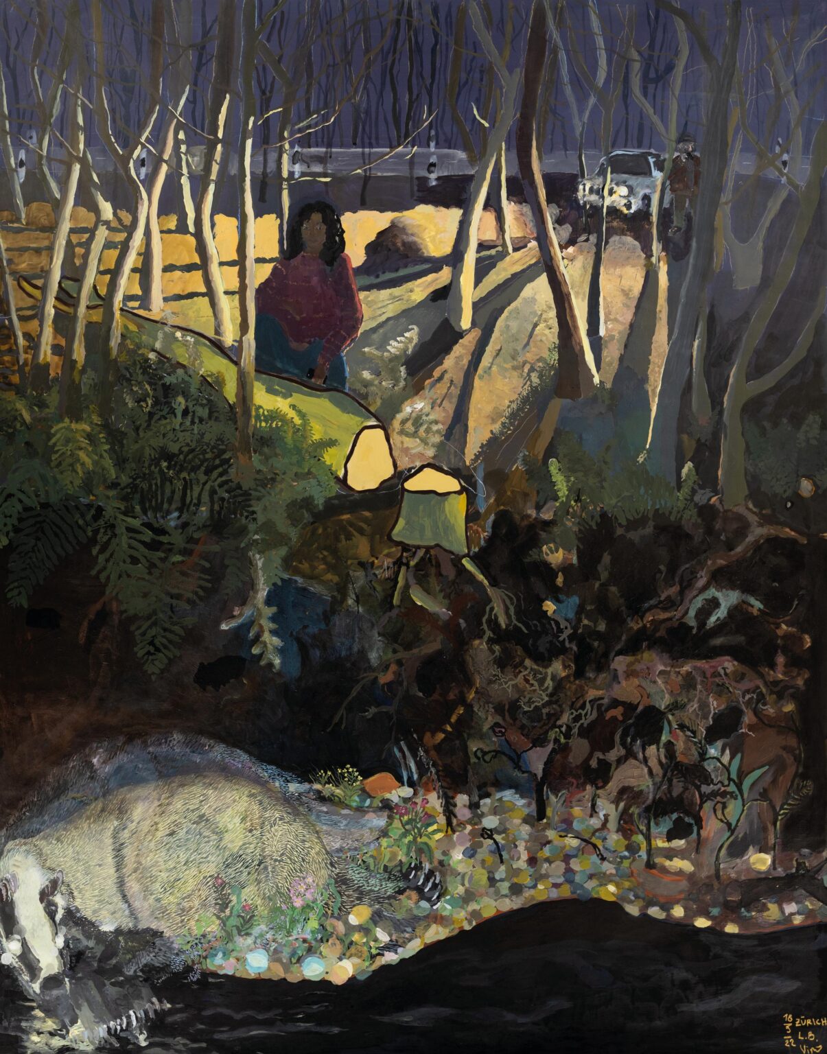 &Uuml;berfahrener Dachs oder Geist eines &uuml;berfahrenen Dachses (Toggenburg) - Malerduo Boskovic-Scarth 