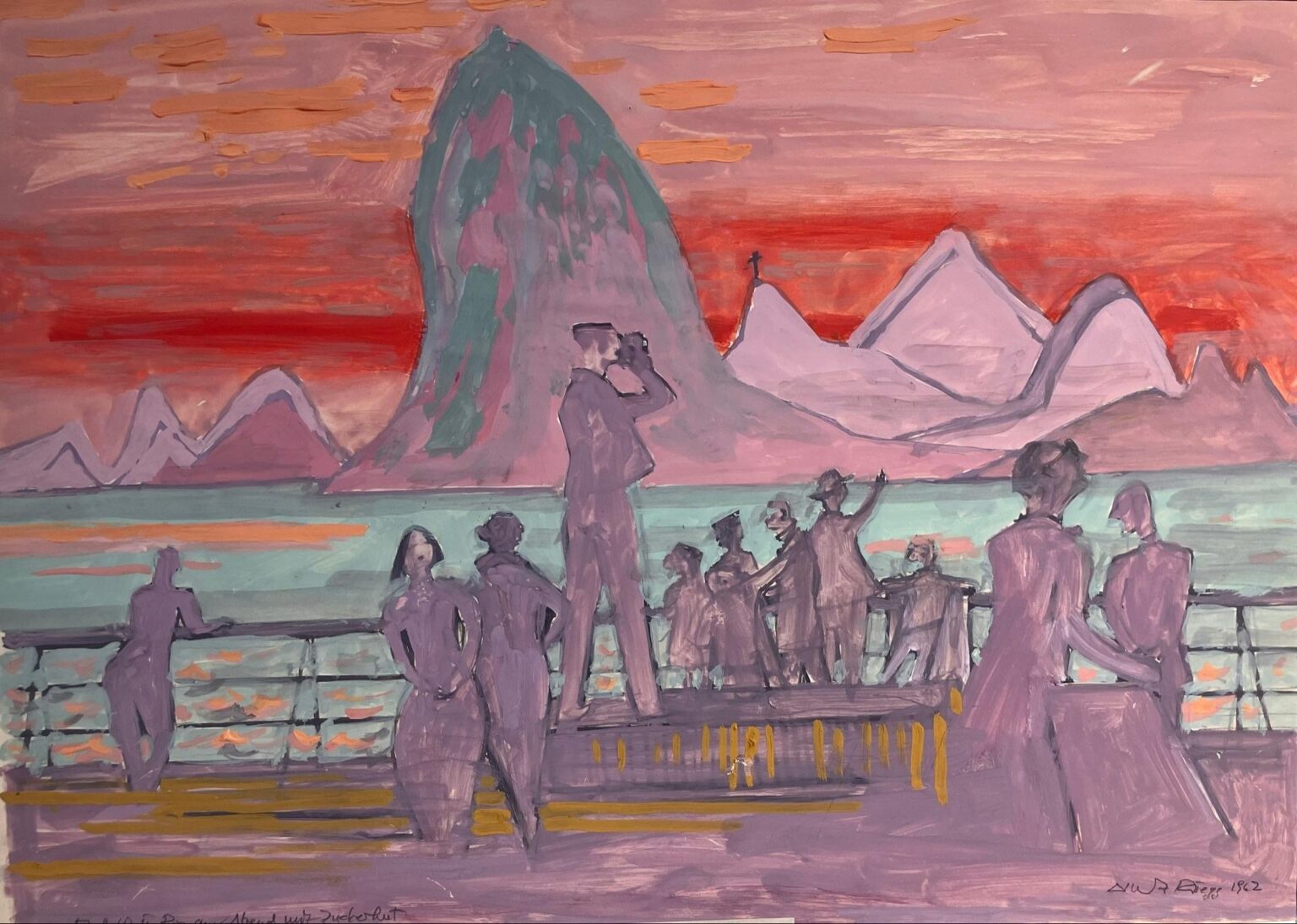 Einfahrt in Rio de Janeiro am Abend mit Zuckerhut - Albert R&uuml;egg 