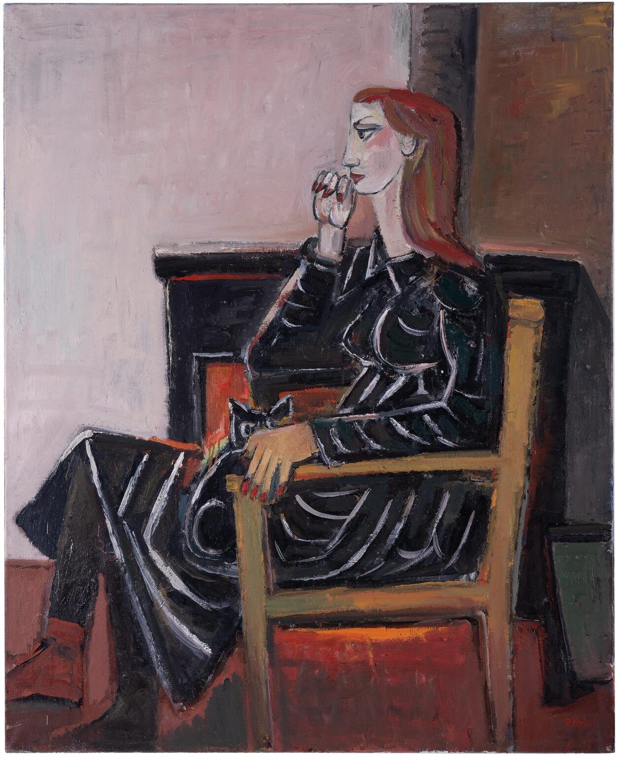 Frau am Kamin - Ralf Kerbach 