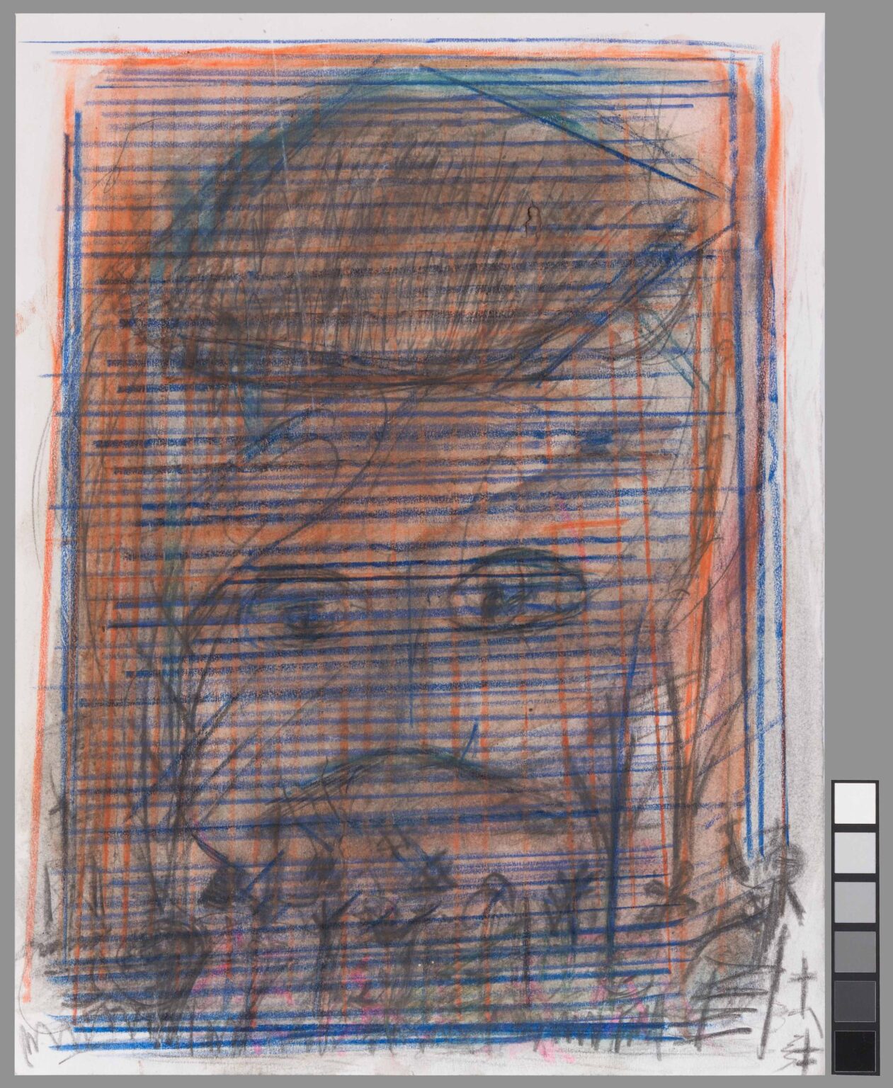 untitled (behind a blue-orange grid) - Adelheid Duvanel 