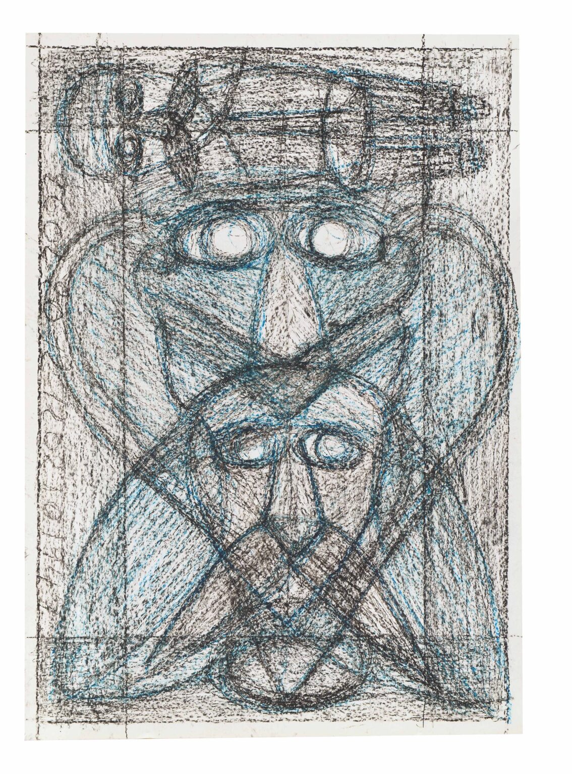 untitled (blue heads, one figure) - Michel Nedjar 