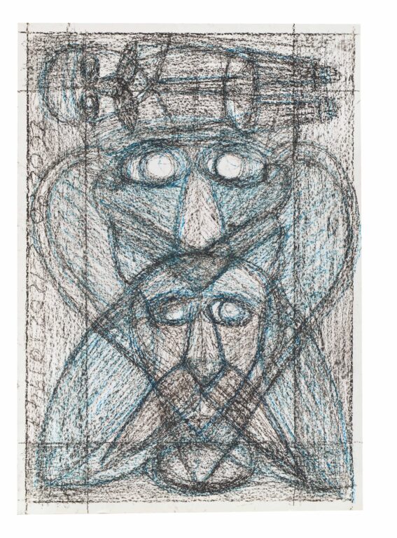 untitled (blue heads, one figure) - Michel Nedjar 