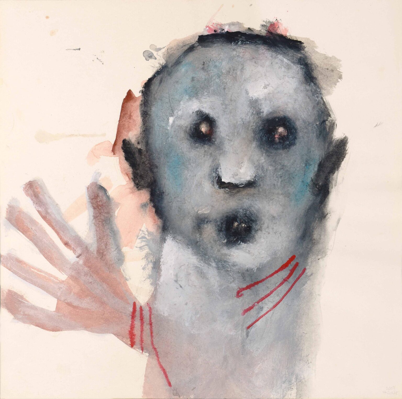 untitled (face with large hand) - Philippe Saxer 