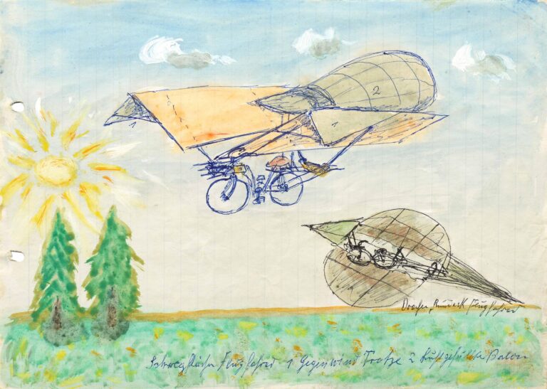 ohne Titel (Mesmer, Gustav, Flugfahrrad in der Luft.psd) - Gustav Mesmer 