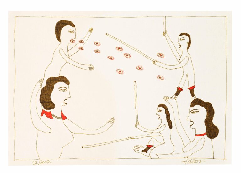 untitled (five figures with sticks) - Marilena Pelosi 