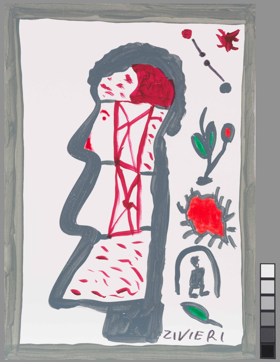 untitled (grey figure with red) - Giuseppe Zivieri 