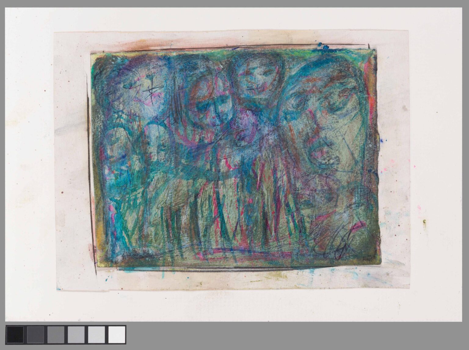 untitled (blue with faces) - Adelheid Duvanel 