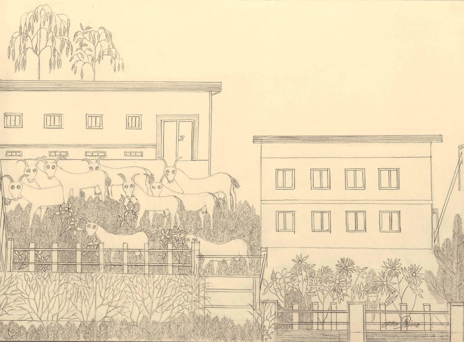 untitled (houses and goats) - Otto Prinz 