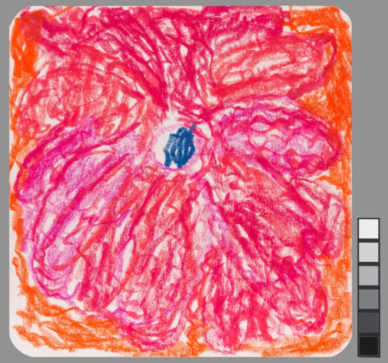ohne Titel (pink-blaue Blume) - Benjamin Bonjour 