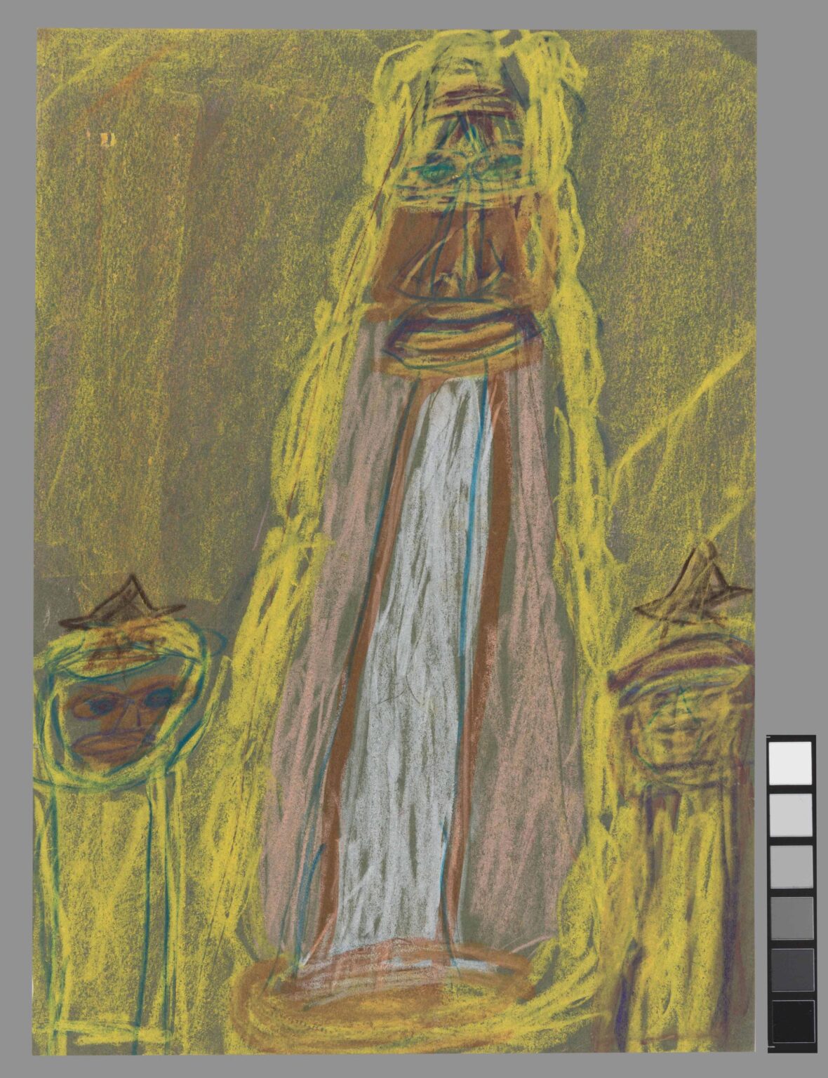 untitled (protective cover Madonna yellow, brown) - Hedy Huser 