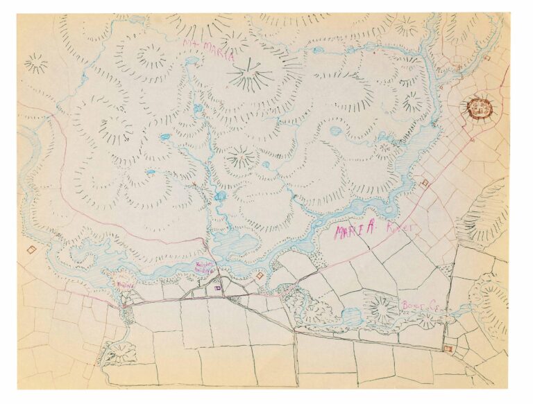 ohne Titel (recto: farbige Landschaft mit Fluss / verso: Felder mit Fluss) - Warren A. Van Ess 