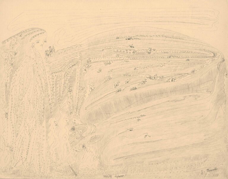 ohne Titel (Frau vor Landschaft) - Gwenydd Powell 